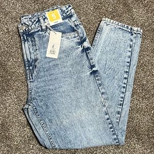 High Waisted Acid Wash Denim Mom Jeans